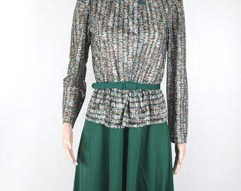 Vintage 40s Dress, Size 10, 1940s Green Dress, 40s Day Dress, 40s Pin Up Dress, Green Pin Up, The Marvelous Mrs. Maisel Dress, Forest Green