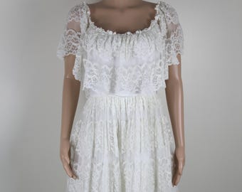 Vestido de novia vintage de los años 70, talla 8, novia de los años 70, vestido cottagecore, estilo cottagecore, vestido de dama de honor de los años 70, vestido de novia de los años 70, vestido de encaje de los años 70