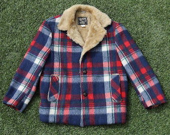1960s Vintage Men s Plaid Jacket by Fox Knapp Retro Camper Old