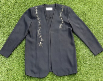 Vintage 80s Black Jacket, Size 10, 80s Black Jacket, Vintage 80s, 80s Prom Jacket,  Kath and Kim Jacket, Black and Gold Jacket, 80s Coat,