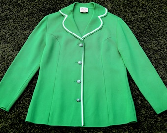 Vintage 70s Lime Green Cardigan, Size 10 Australian Womnes, Retro Jumper, Pin up Jumper, Pinup up Cardigan, Vintage Rockabilly,