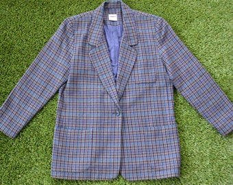 Vintage 80/'s ** Open Front ** Single Button ** Vivid Blue ** On Trend ** Jacket ** Top ** Size ML