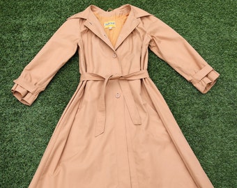 Vintage 70s Oversized Trench Coat, Size 16, 70s Long Trench Coat, 70s Reporter Coat, 70s Tan Weather Jacket, Vintage 1970s Overcoat