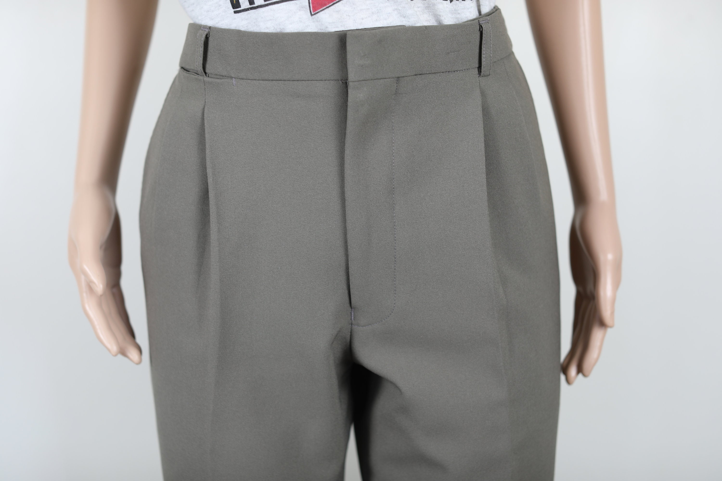 パンツ 90s vintage slacks mat gray 90s High Waist Gray Wool Pleated Trousers | Minimal High
