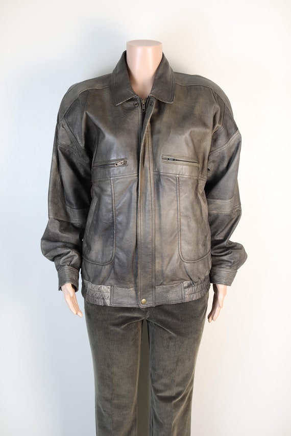Vintage 90s Aviator Jacket, Pilot Jacket, Vinatge Leather Jacket