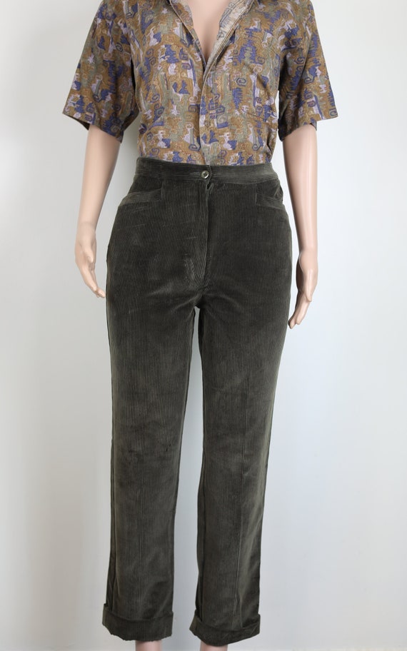 Vintage 90s Brown Corduroy Pants, Size 8, High Waisted, Vintage