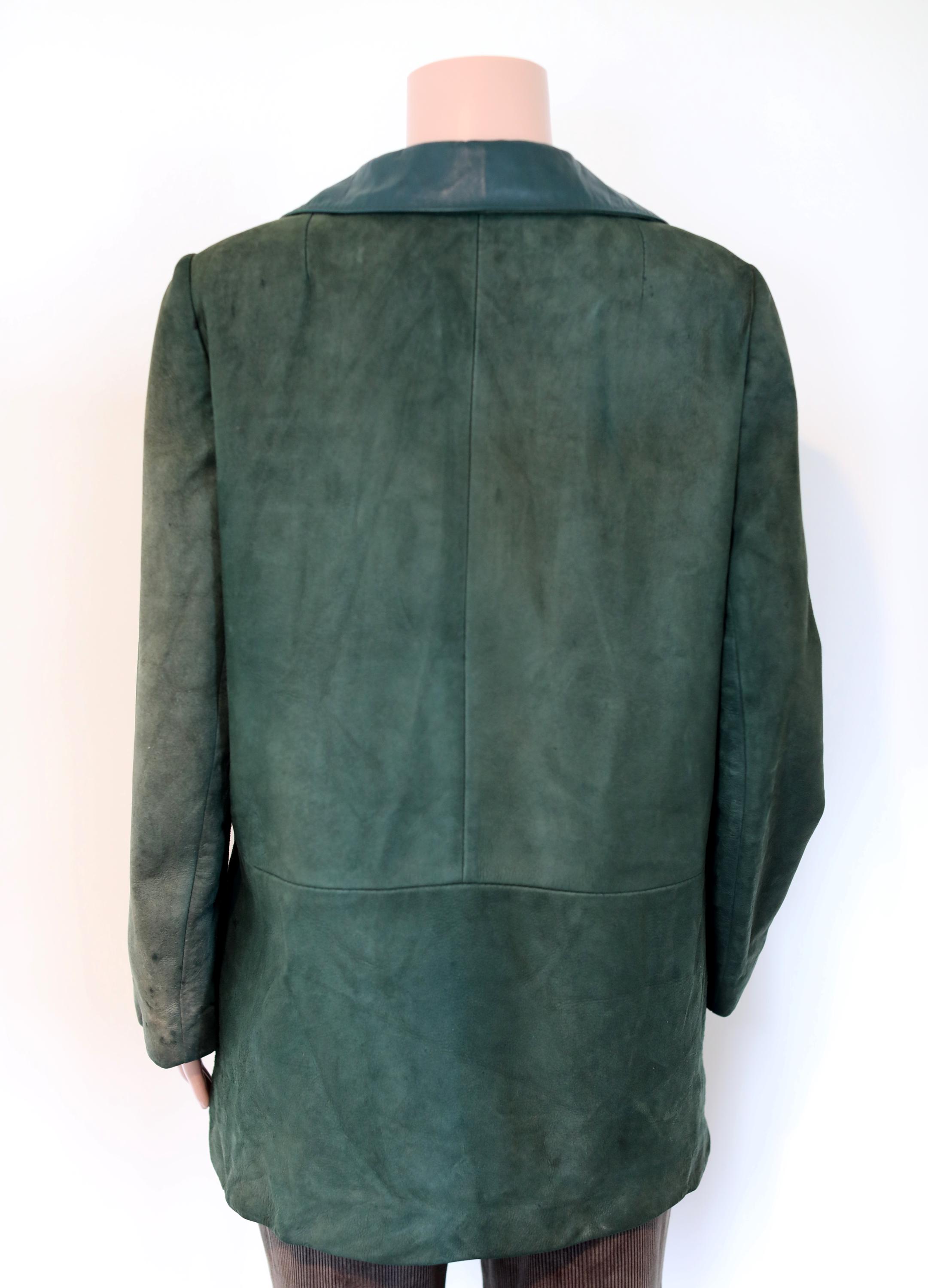 Vintage 70s Suede Bottle Green Leather Jacket, Vintage Vintage 70s Suede Bottle Green Leather Jacket, Vintage
