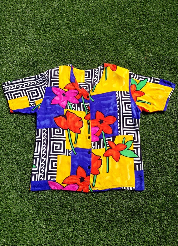 Vintage 80s Shirt, Size 18 80s Abstract Shirt. 80s