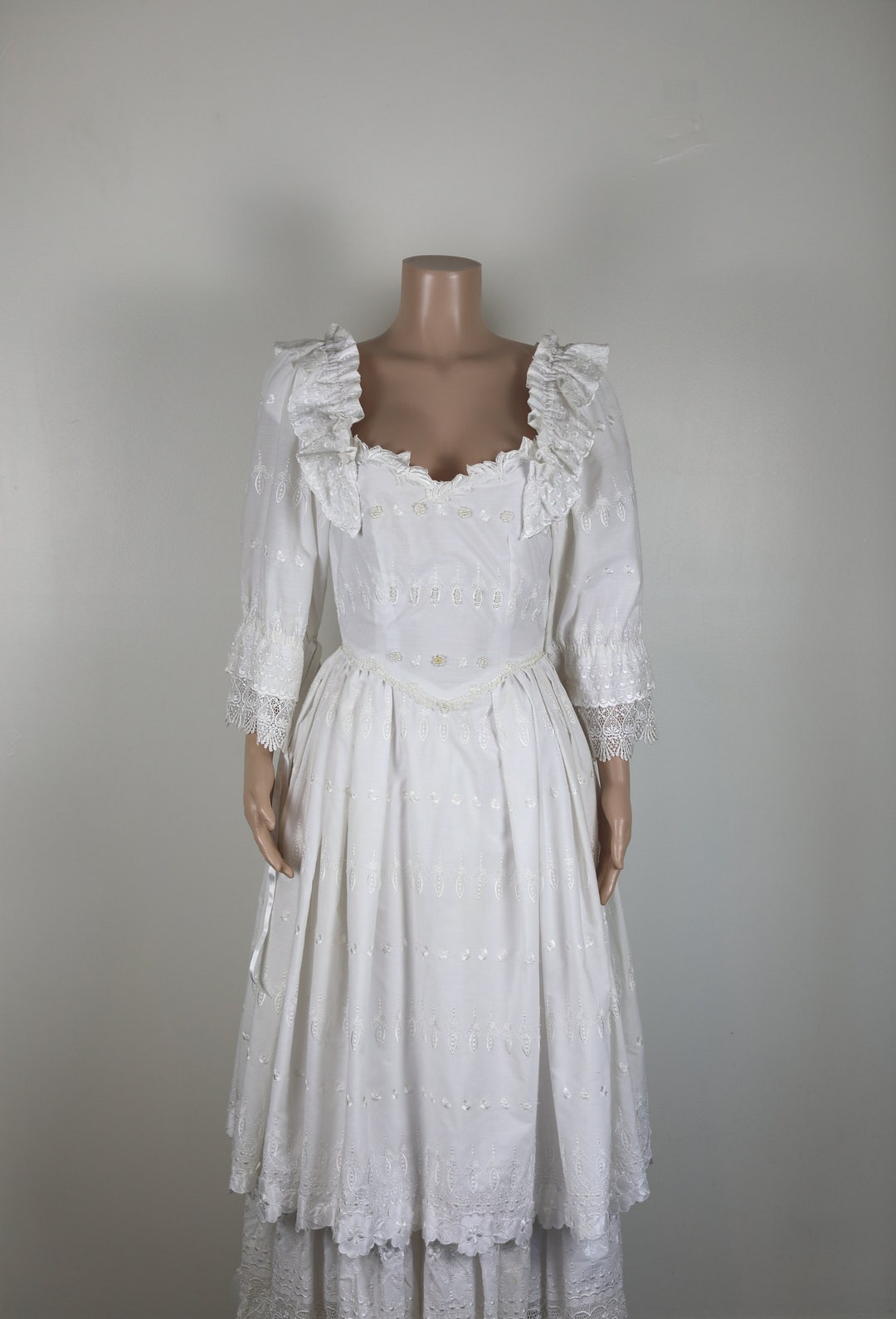 Vintage 80s Wedding Dress, Size 6, Little Bo Peep Dress, Cottagecore Dress,  Cottage Core Dress, Vintage Cottagecore, Vintage Prairie Dress