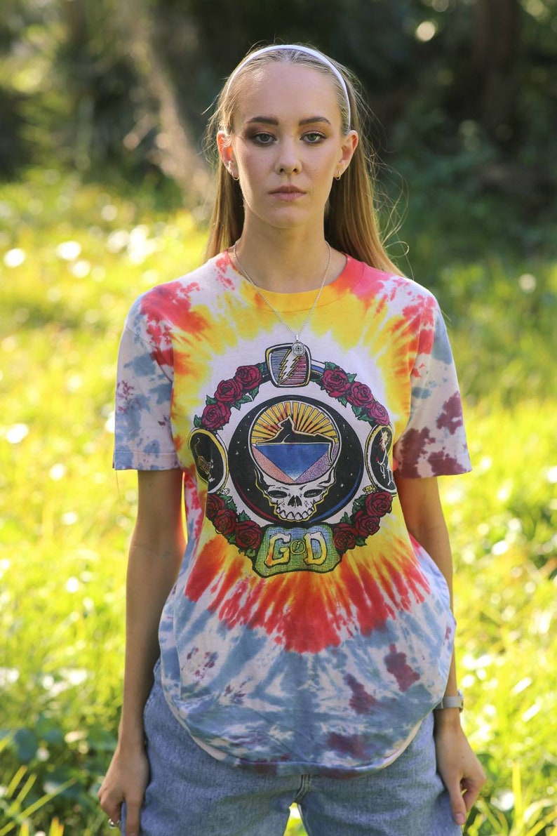 Vintage 90s Grateful Dead tie Dye Tee, 1994 Summer Tour Tee, Shirt, Tie Dye, Rainbow tee. image 2