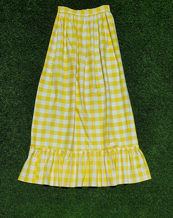 Vintage 1970s tiered gingham check strawberry skirt