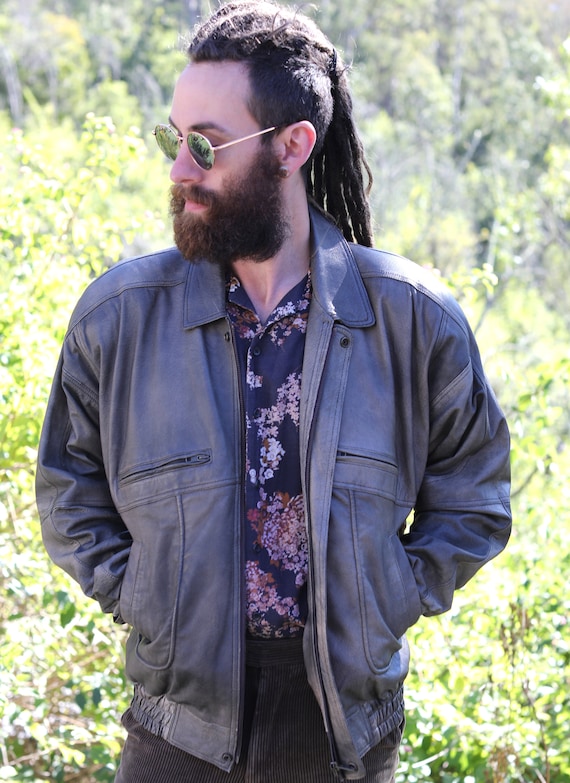 Vintage 90s Aviator Jacket, Pilot Jacket, Vinatge Leather Jacket