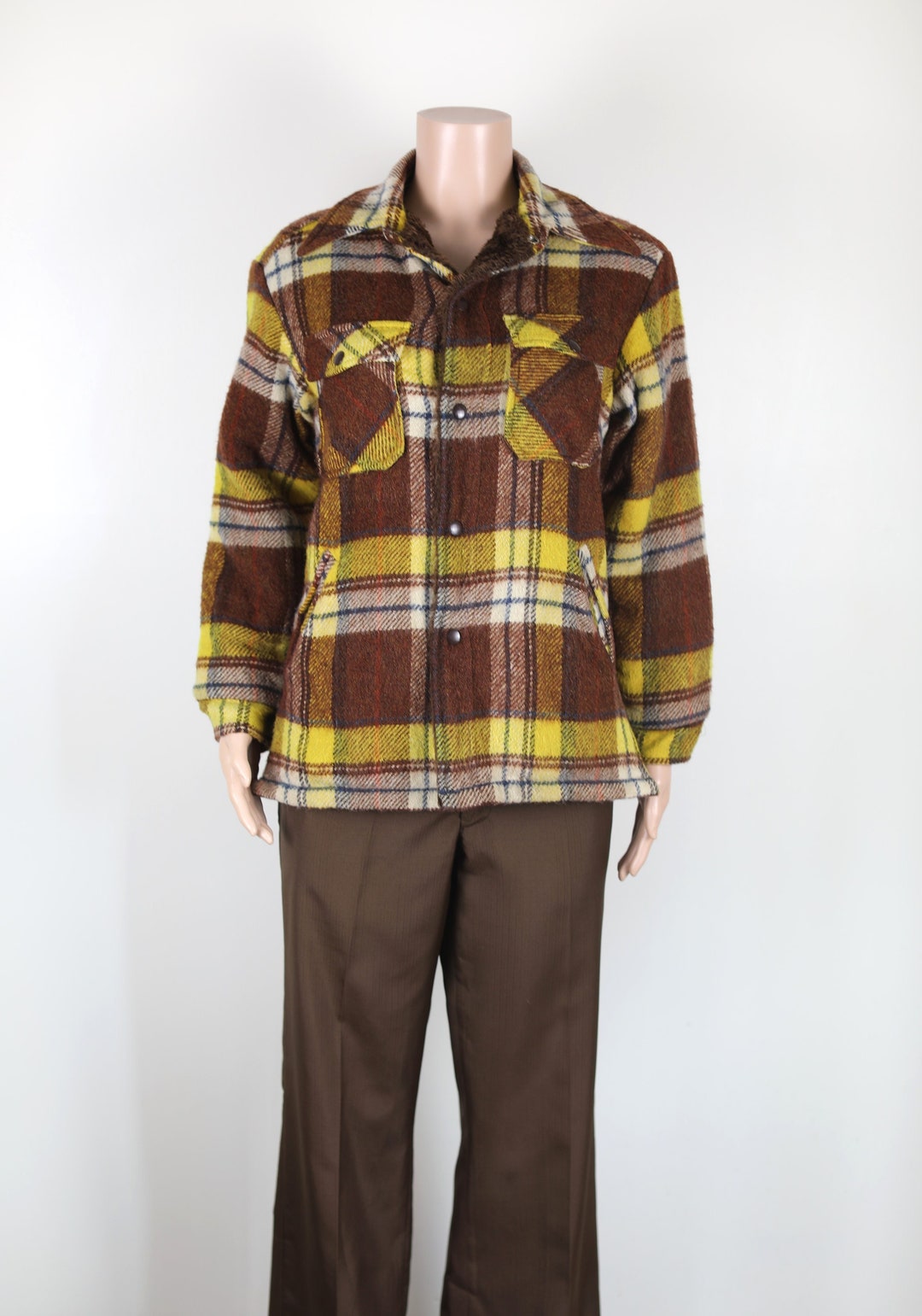 60s 〜 70s CPO jacket WEATHER-GAY チェック Vintage 70s Pile Lined CPO Anchor Button Flannel Shirt Jacket