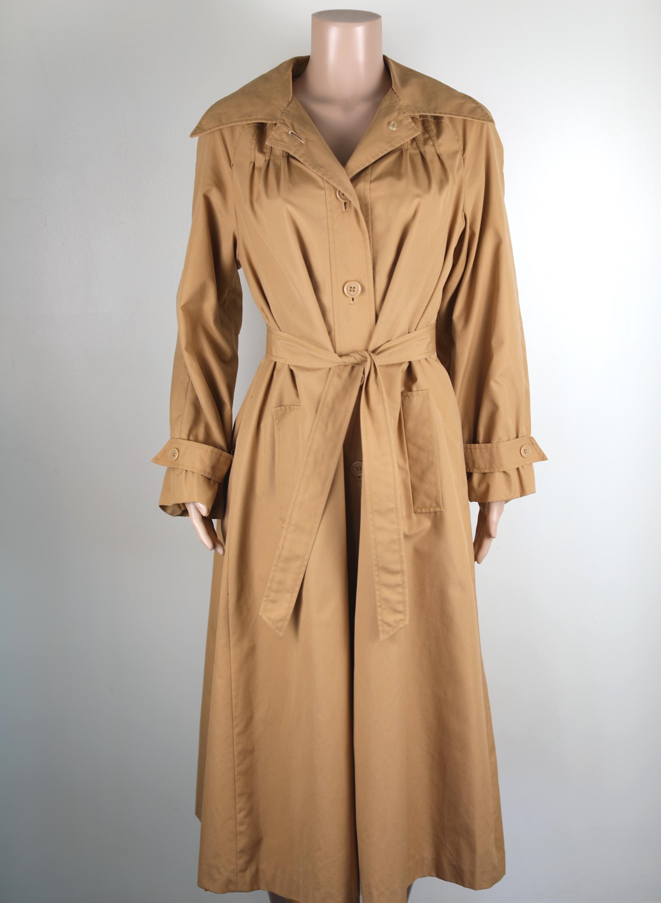 Vintage 70s Oversized Trench Coat, Size 16, 70s Long Trench Coat