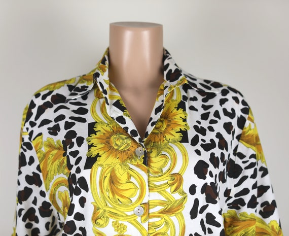 Vintage 80s Animal Print, and Floral Shirt. Size … - image 7