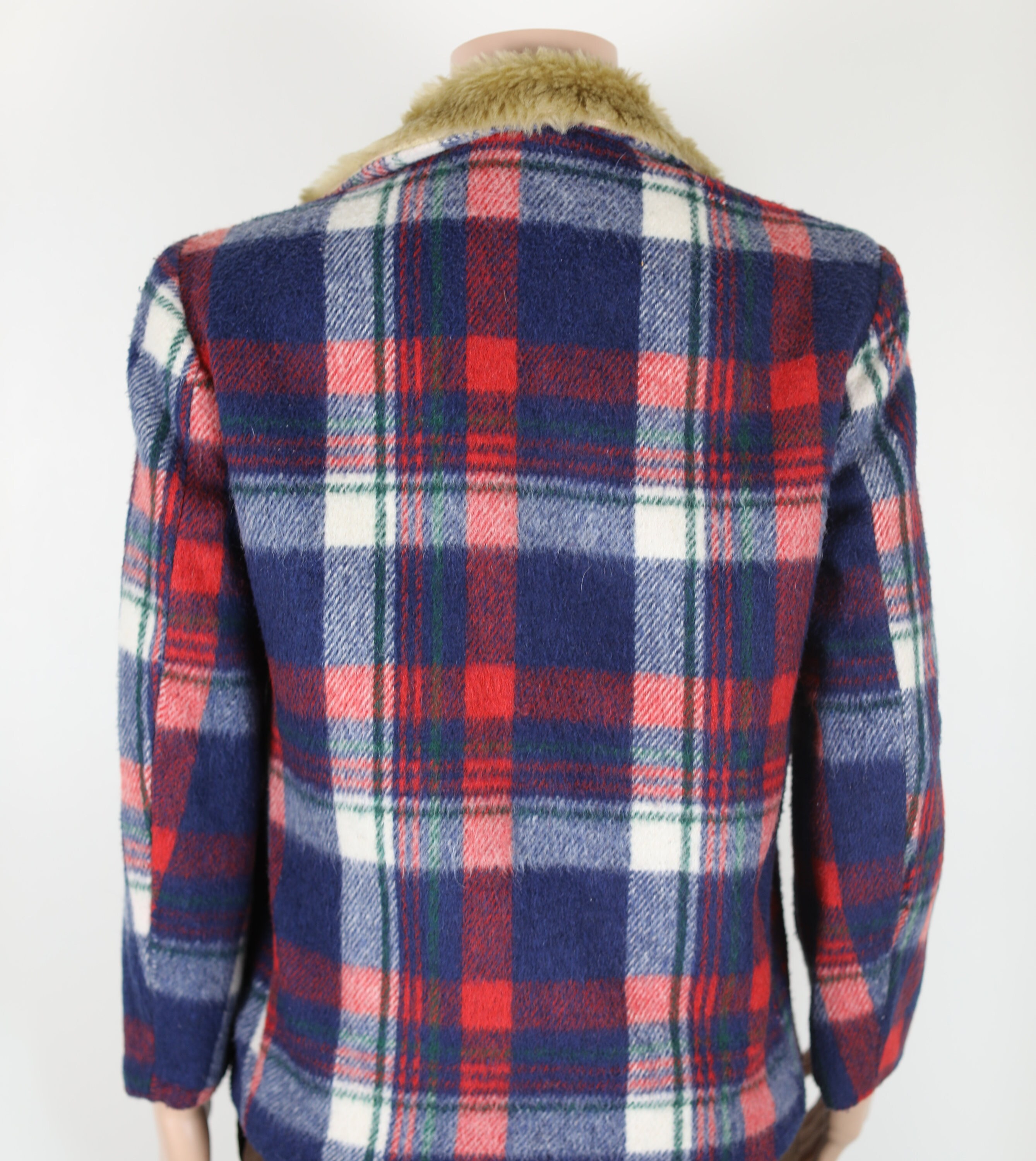 Vintage 70s Red and Blue Plaid Lumberjack Jacket, Sherpa Vintage 70s Red and Blue Plaid Lumberjack Jacket, Sherpa