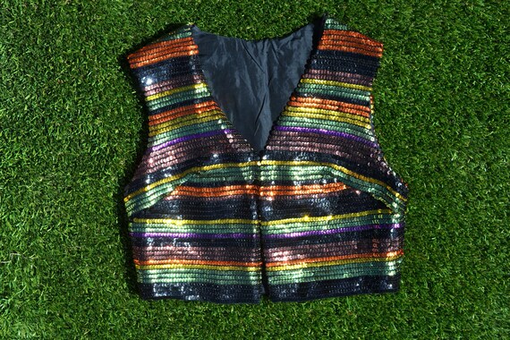 Vintage 80s JOE EXOTIC Sequin Vest. 80s Sequin Rai