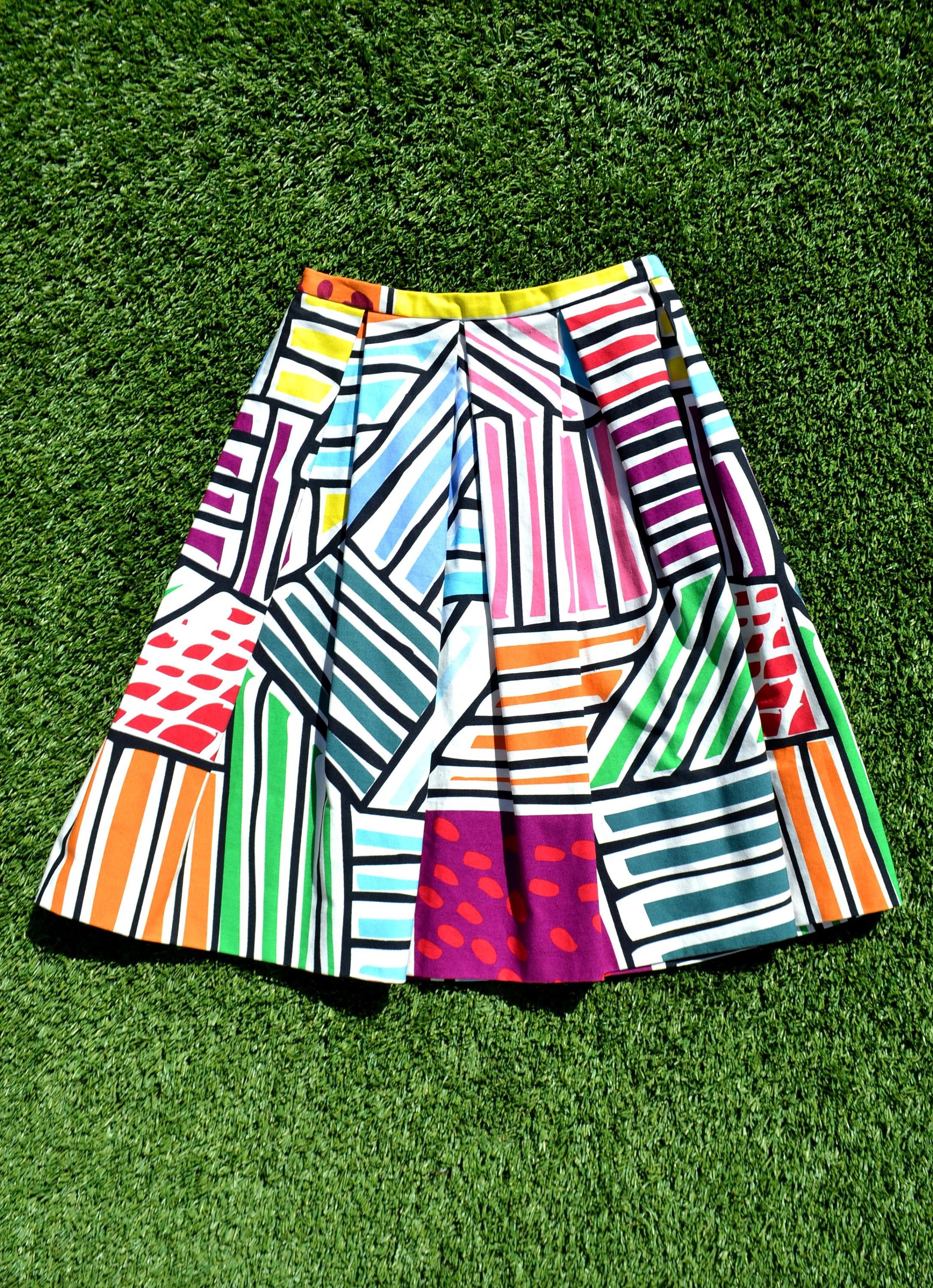 Vintage 80s Rainbow Gorman Style Skirt Size 10 Liquorice All Sorts Pattern Skirt Size Small Retro Rainbow Skirt 70s Vintage Pleat Skirt Etsy UK