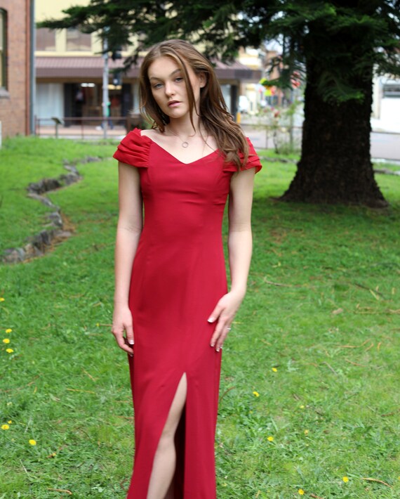 Vestido formal vintage rojo cereza de 1990 talla Pretty - España