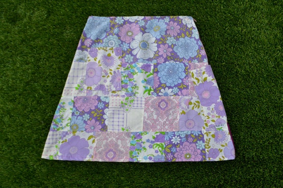 Vintage 70s Floral Skirt, Retro 70s Purple Psyched
