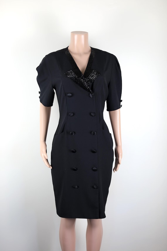 Vintage 80s Black Tuxedo Dress, 80s Beaded Dress, Vintage 80s Size 10,  Retro Tuxedo, Tudedo Jacket, 80s Black Dress, 80s LBD, Vintage LBD - Etsy