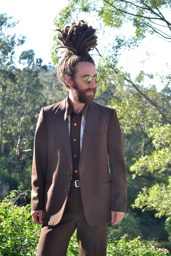 Vintage 70s Brown Suit, Full Suit, 70s Suit Jacket