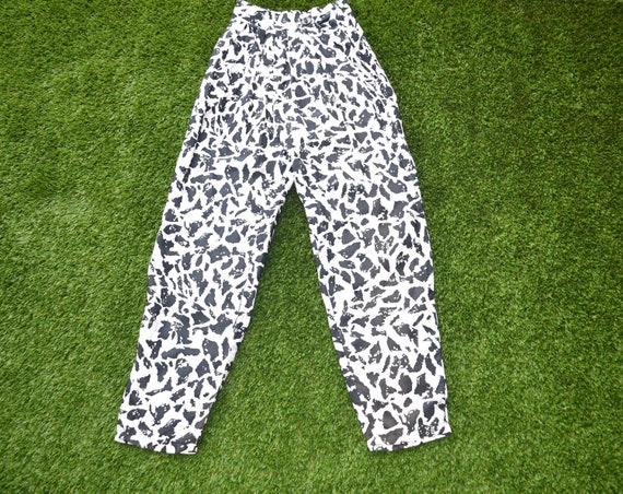 Vintage 80s Animal Print Pants Size 10 Australian Womens. 80s Black and  White Sexy High Waisted Pants 