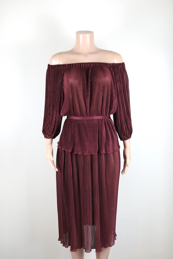 Vintage 70s Mushroom Skirt and Shirt Set, 70s Mushroom Suit, 70s Mushroom Set, 70s Burgundy, Disco Dress, Studio 64 Dress, 70s Retro Suit