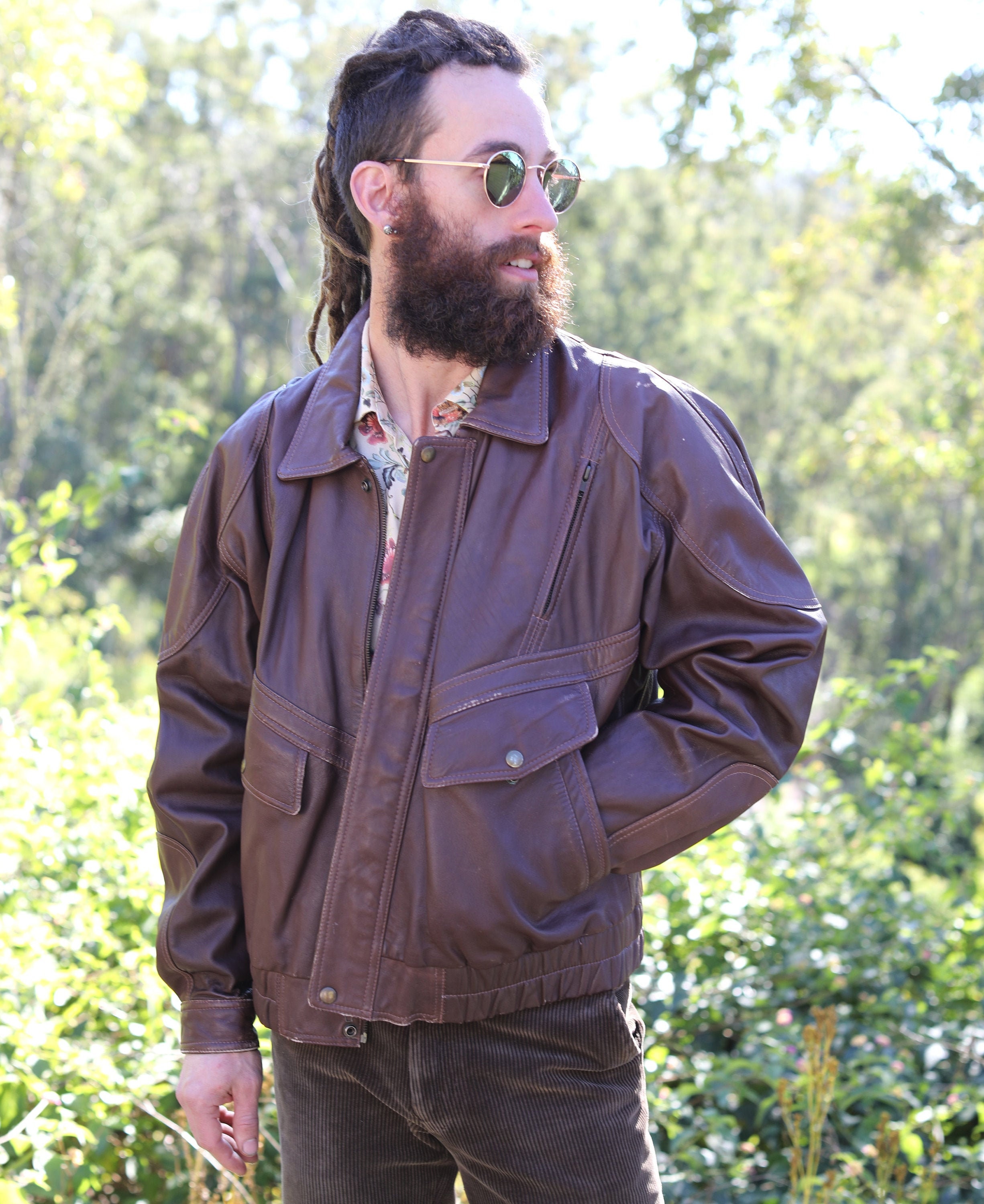 Vintage 80s Brown Leather Pilot Jacket, Aviation Jacket Vintage 80s Brown Leather Pilot Jacket, Aviation Jacket