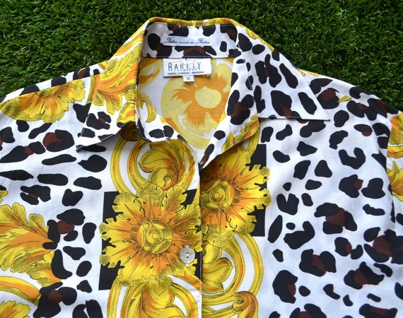 Vintage 80s Animal Print, and Floral Shirt. Size … - image 5