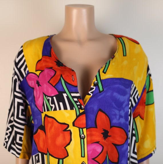 Vintage 80s Shirt, Size 18 80s Abstract Shirt. 80… - image 5