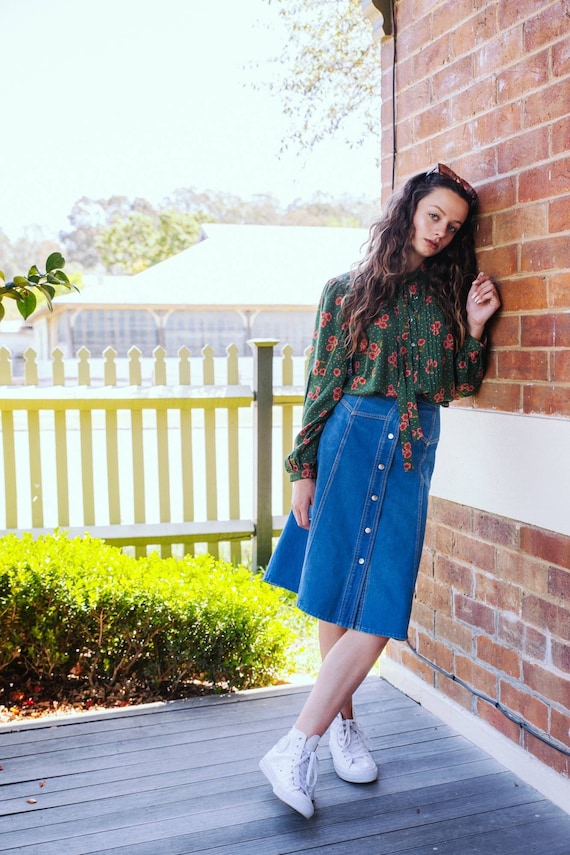 Vintage 70s Denim Skirt, Size 8 70s Skirt, That 70