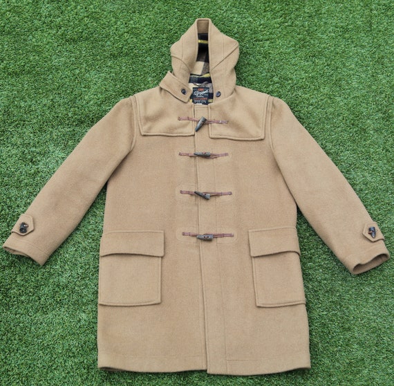 Vintage 70s GLOVERALL JACKET, Deer Antler Duffel, 70s Plaid