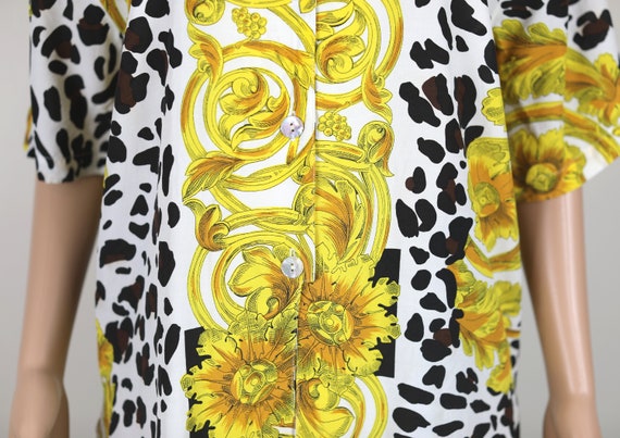 Vintage 80s Animal Print, and Floral Shirt. Size … - image 8