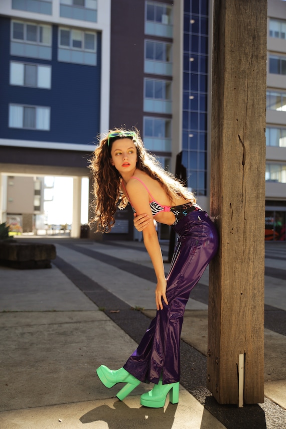 Vintage 90s/ Y2K PVC Rave Pants. Plastic Pants. Sh