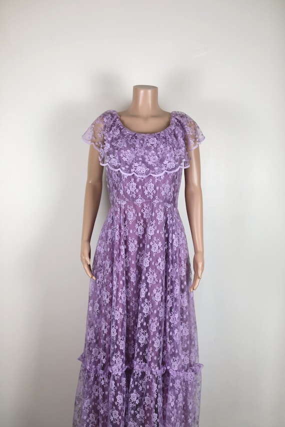 purple vintage lace bridesmaid dresses Vintage 1970s Wedding Dress, Size 14, 70s Purple Lace Bridesmaid Dress,  Vintage 70s Lace Wedding Dress, 70s Cottagecore, 70s Cottage Core