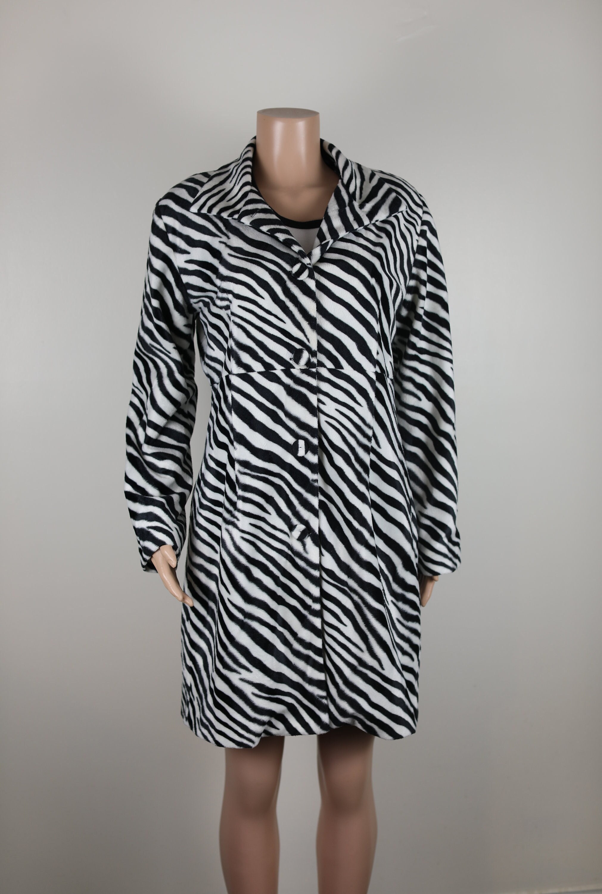 Vintage 90s Zebra Print Trench Coat, Size 14 Ladies, 90s Animal