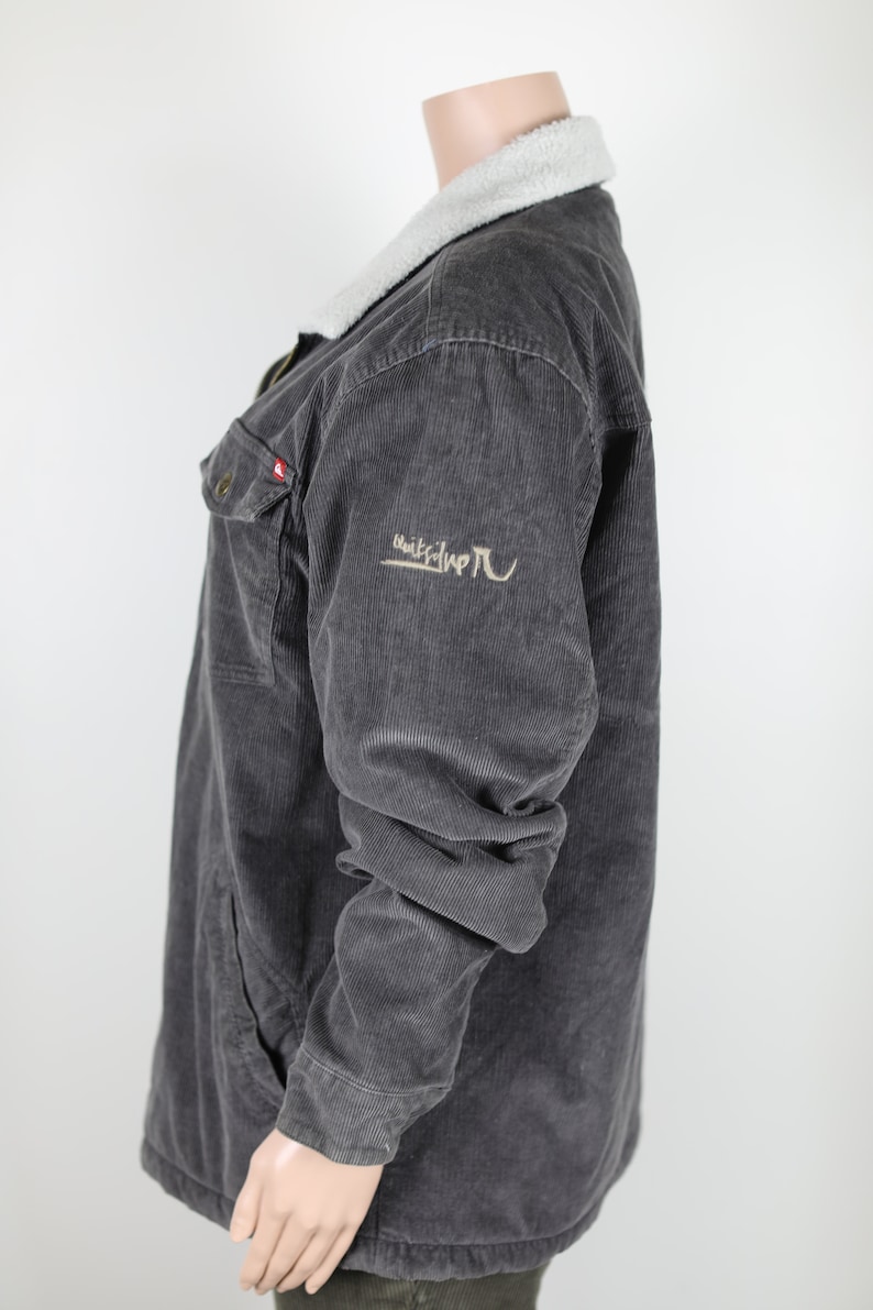 Vintage 90s Corduroy Jacket, Size Large, 90s Sherpa Jacket, 90s Corduroy, Vintage 90s Jacket, Vintage Corduroy, 90s Grey Sherpa Jacket image 6