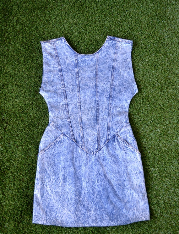 Vintage 80s Denim Dress, 80s Acid Washed Denim Dre