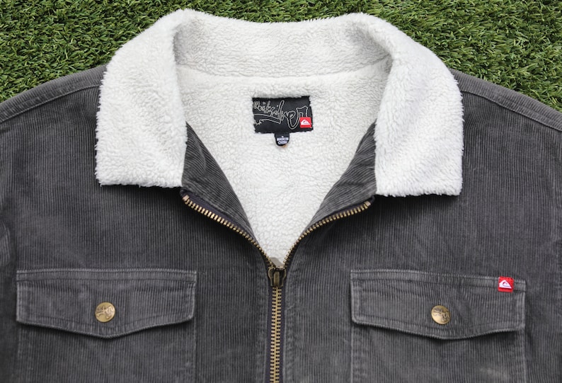 Vintage 90s Corduroy Jacket, Size Large, 90s Sherpa Jacket, 90s Corduroy, Vintage 90s Jacket, Vintage Corduroy, 90s Grey Sherpa Jacket image 4