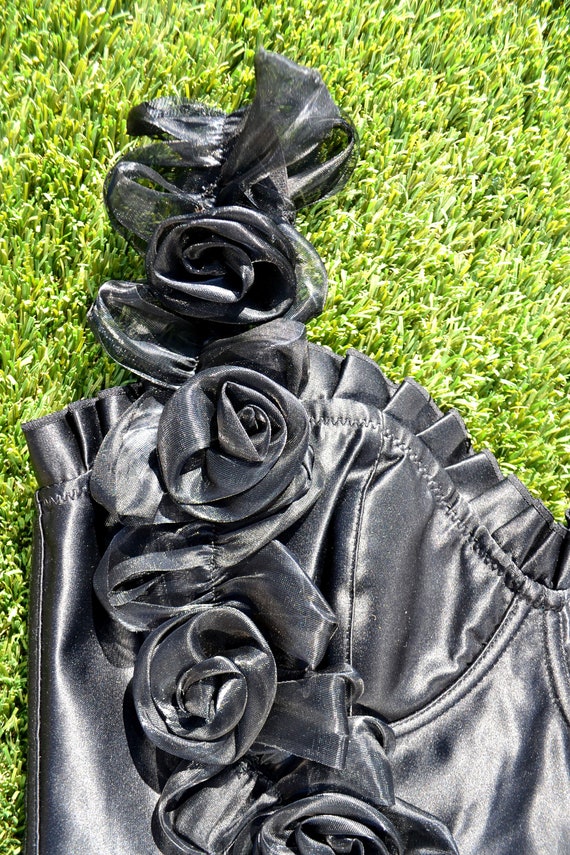1990s bustier black corset,vintage black satin corset top