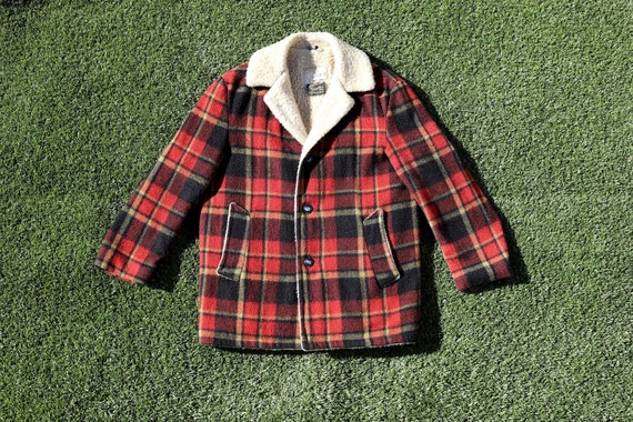 red lumberjack jacket