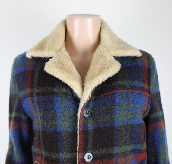 Vintage 70s Blue and Green Plaid Lumberjack Jacke… - image 3