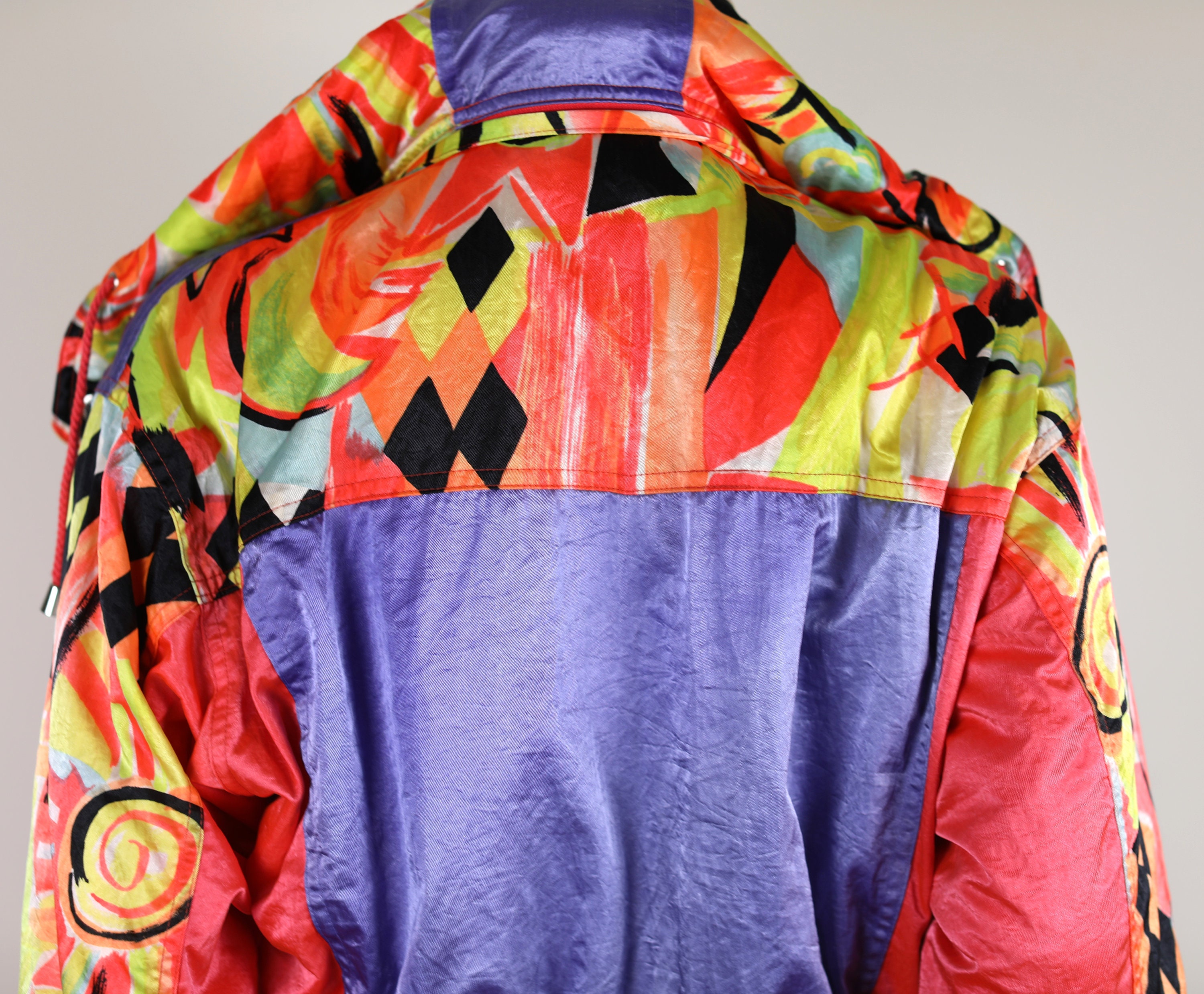 Vintage 80s Fluro Neon Ski Suit Jacket, Vintage Snow Suit