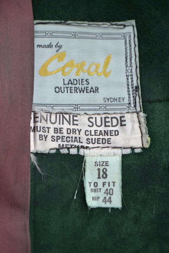 Vintage 70s Suede Bottle Green Leather Jacket, Vi… - image 5