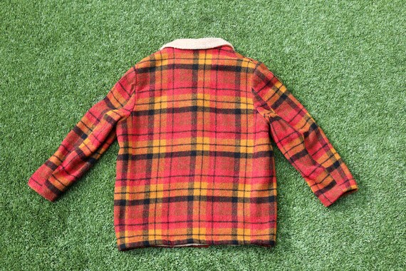 Vintage Matching 70s Red and Yellow Lumberjack Jacket, Mens Size Large, Womens Size 18, Sherpa Jacket, 70s Lumber Jack Jacket, Retro Plaid