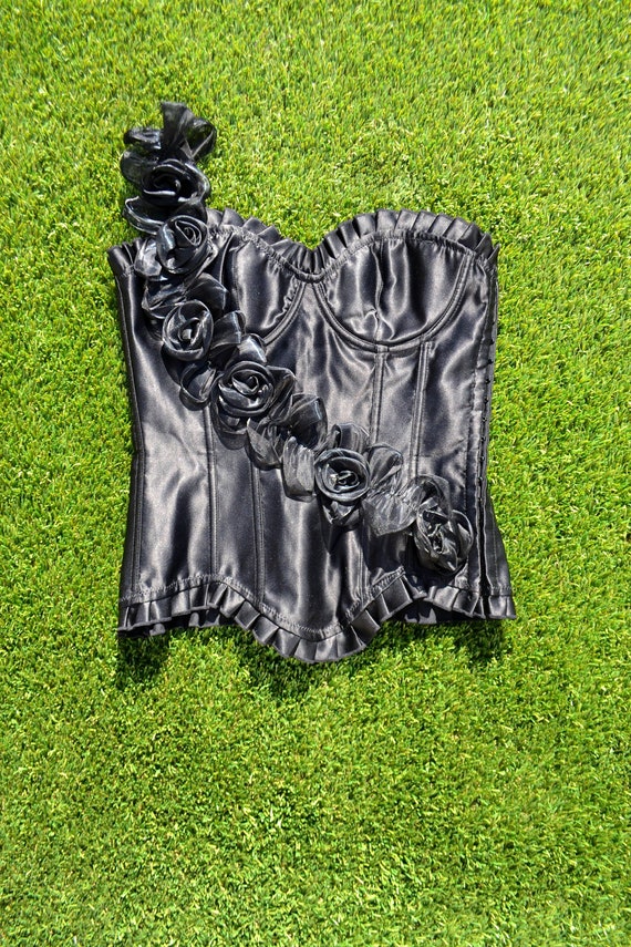 Vintage 90s Corset Bustier, Black Steam Punk Corse