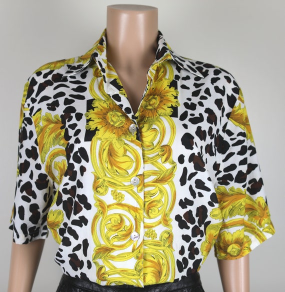 Vintage 80s Animal Print, and Floral Shirt. Size … - image 2