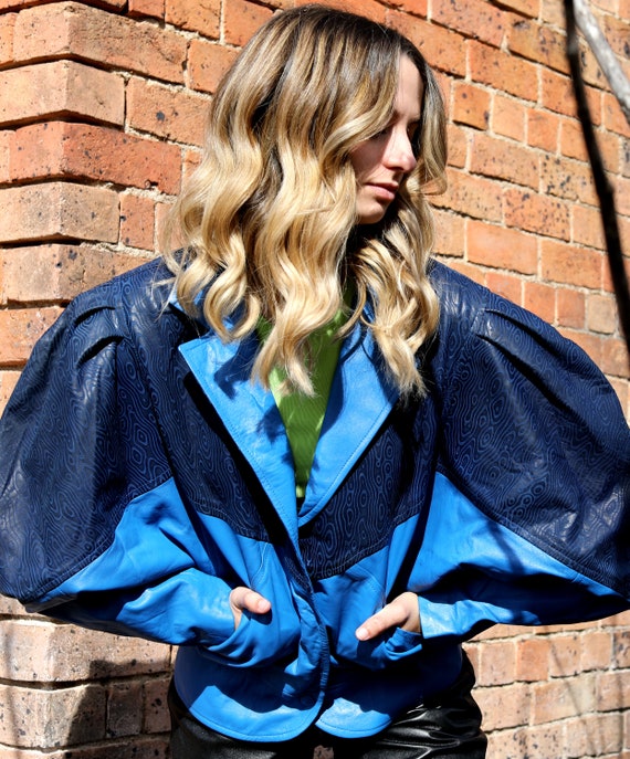 Vintage 80s Leather Batwing Jacket, Size 10 Womens, 80s Vintage 80s Leather Batwing Jacket, Size 10 Womens, 80s