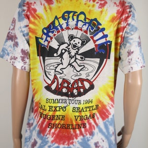 Vintage 90s Grateful Dead tie Dye Tee, 1994 Summer Tour Tee, Shirt, Tie Dye, Rainbow tee. image 8